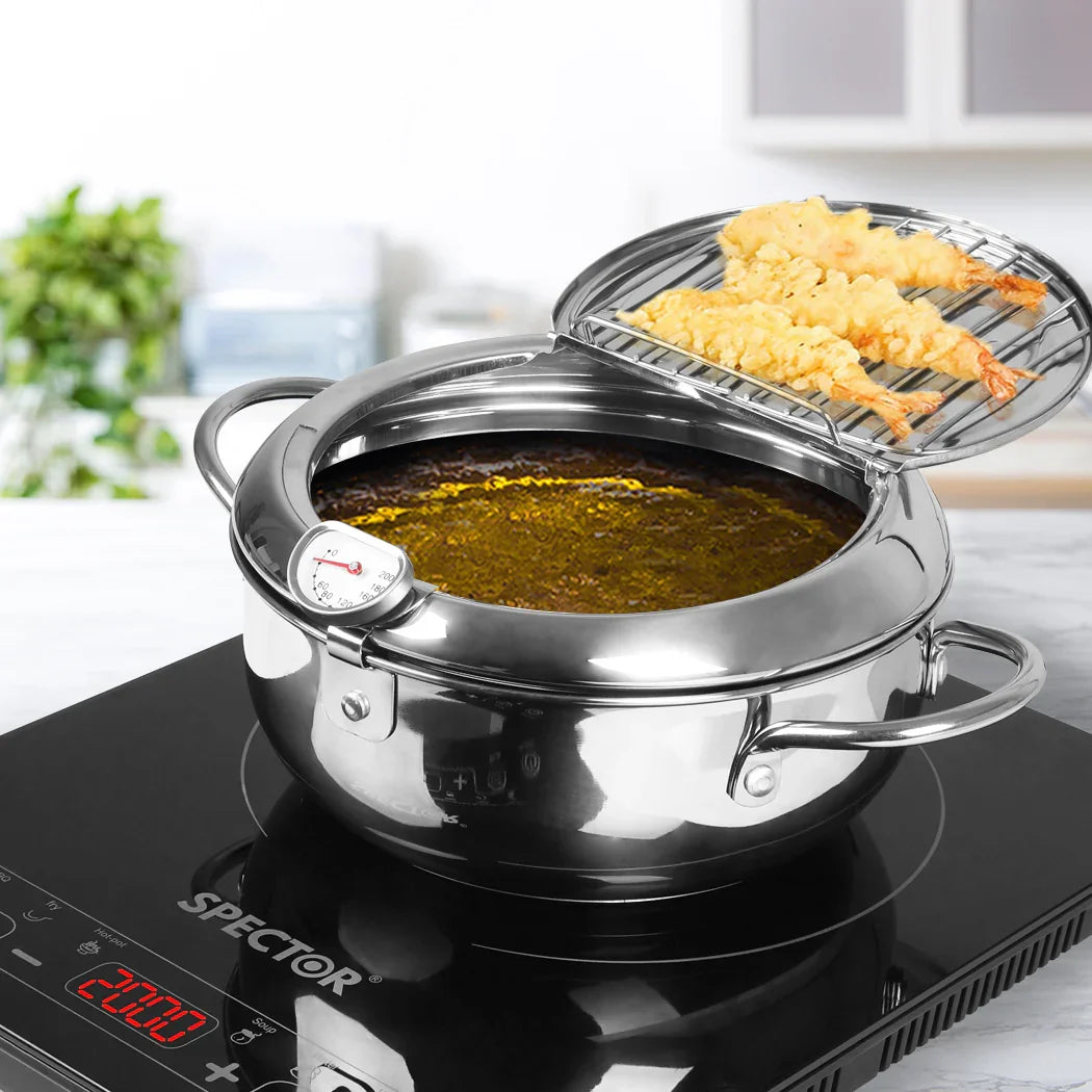 TOQUE 24cm Japanese Deep Frying Pan Silver-2029387268027977735