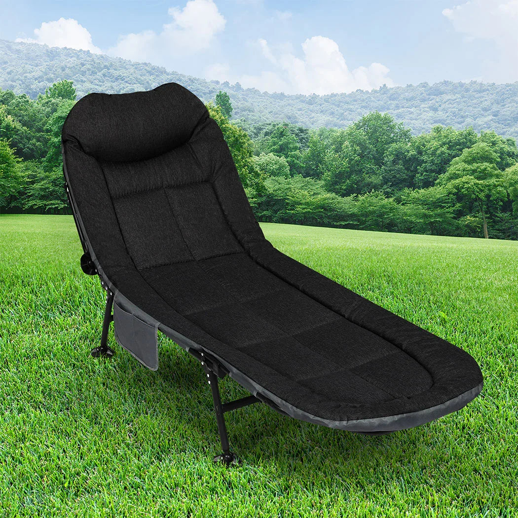 Levede Folding Camping Bed Camp Cots Black-2029387200147361799