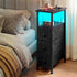 Levede Bedside Table Slim Bedside Table with LED Charging Station Black-2100034980116828167