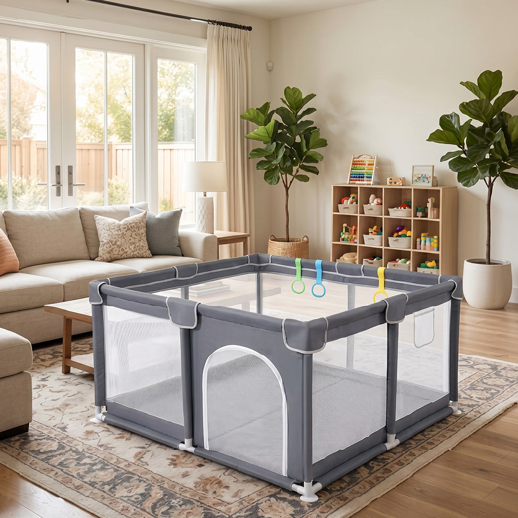BoPeep Baby Playpen 127x127cm Playpen with Balls Meah 150D oxford Grey-2100034970482511879