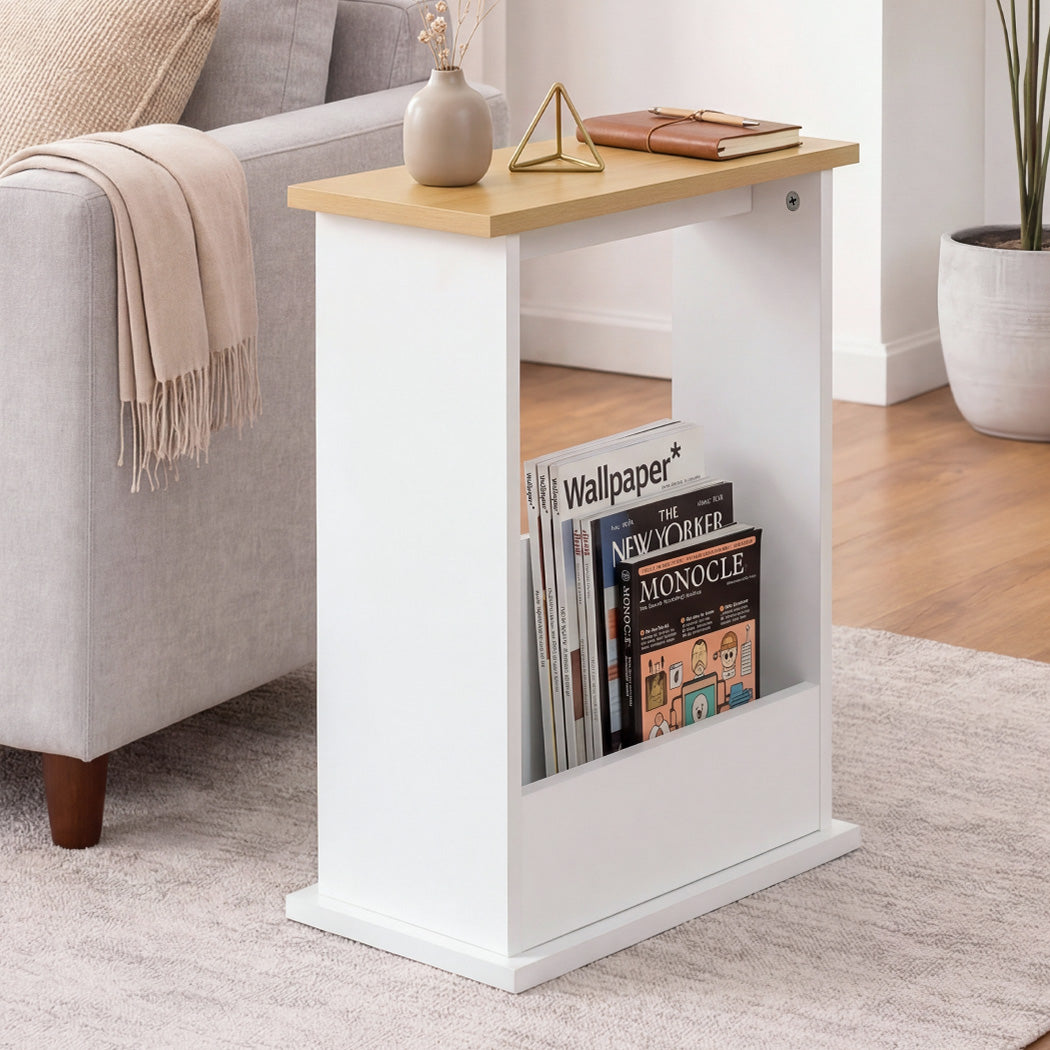 Levede Slim Side Table Magazine Rack Narrow Sofa End Table Storage Living Room-2061251865856839687