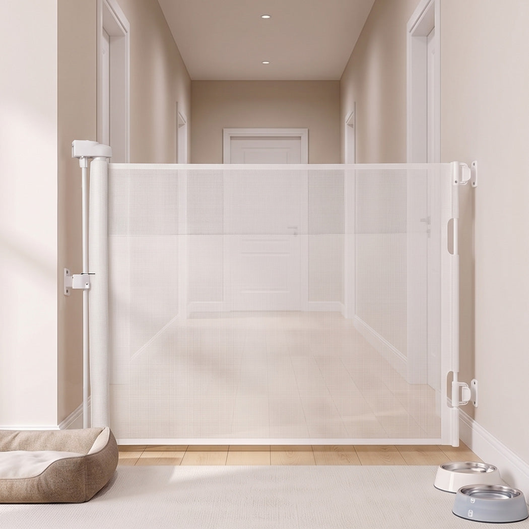 BoPeep Retractable Baby Gate 150cm No Drill One-Hand Lock  for Hallways Grey-2100034971254263815