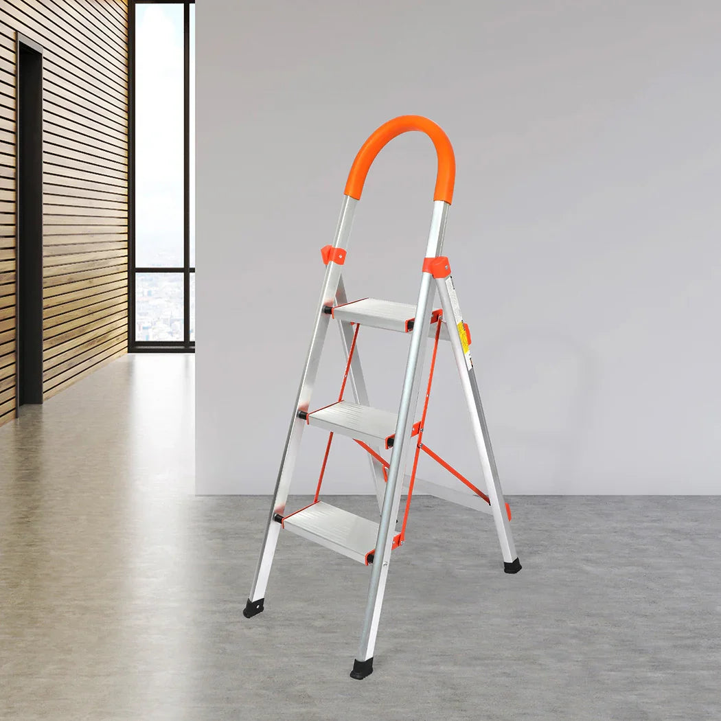 Traderight 3 Step Ladder Folding Aluminium-2018816750803619847