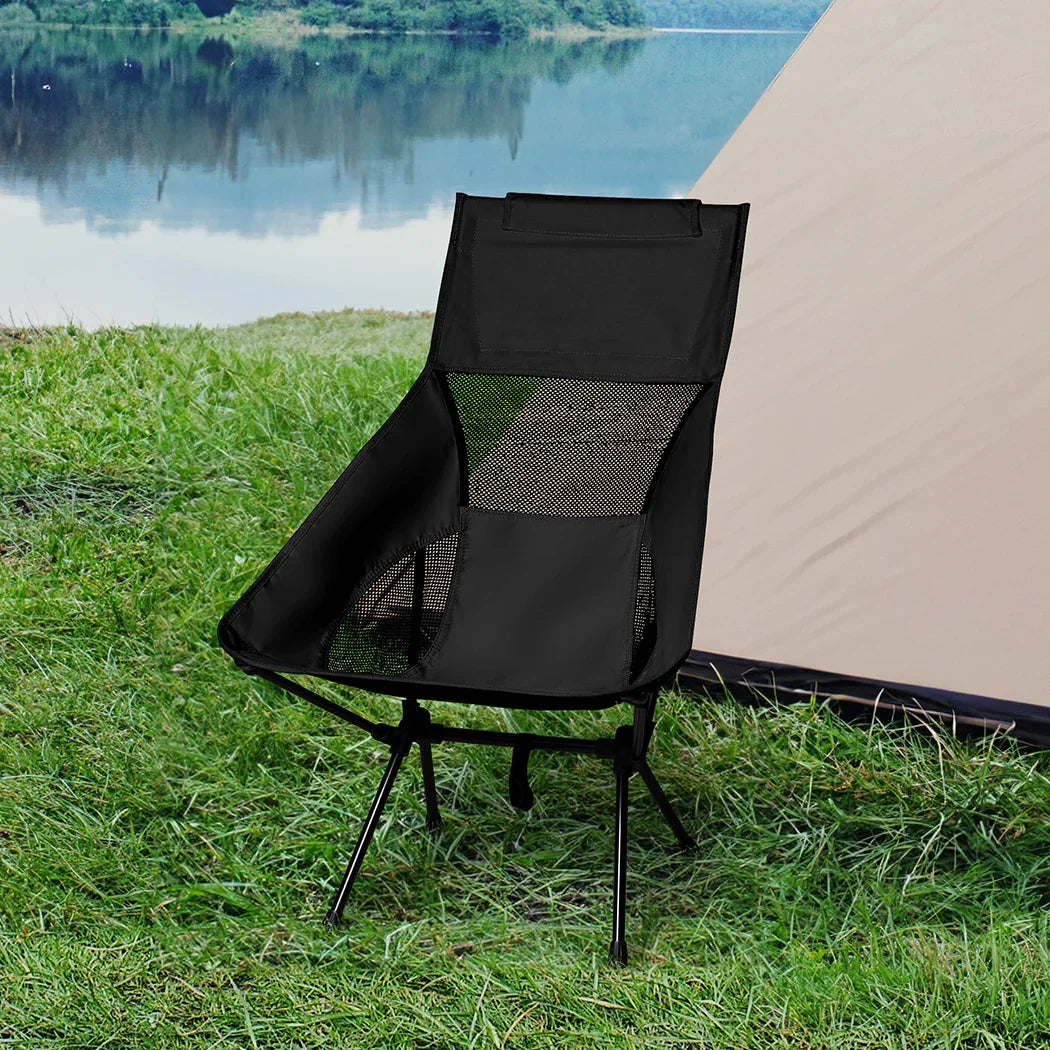 Levede Camping Chair Folding Outdoor Large Black-2018816670809853959