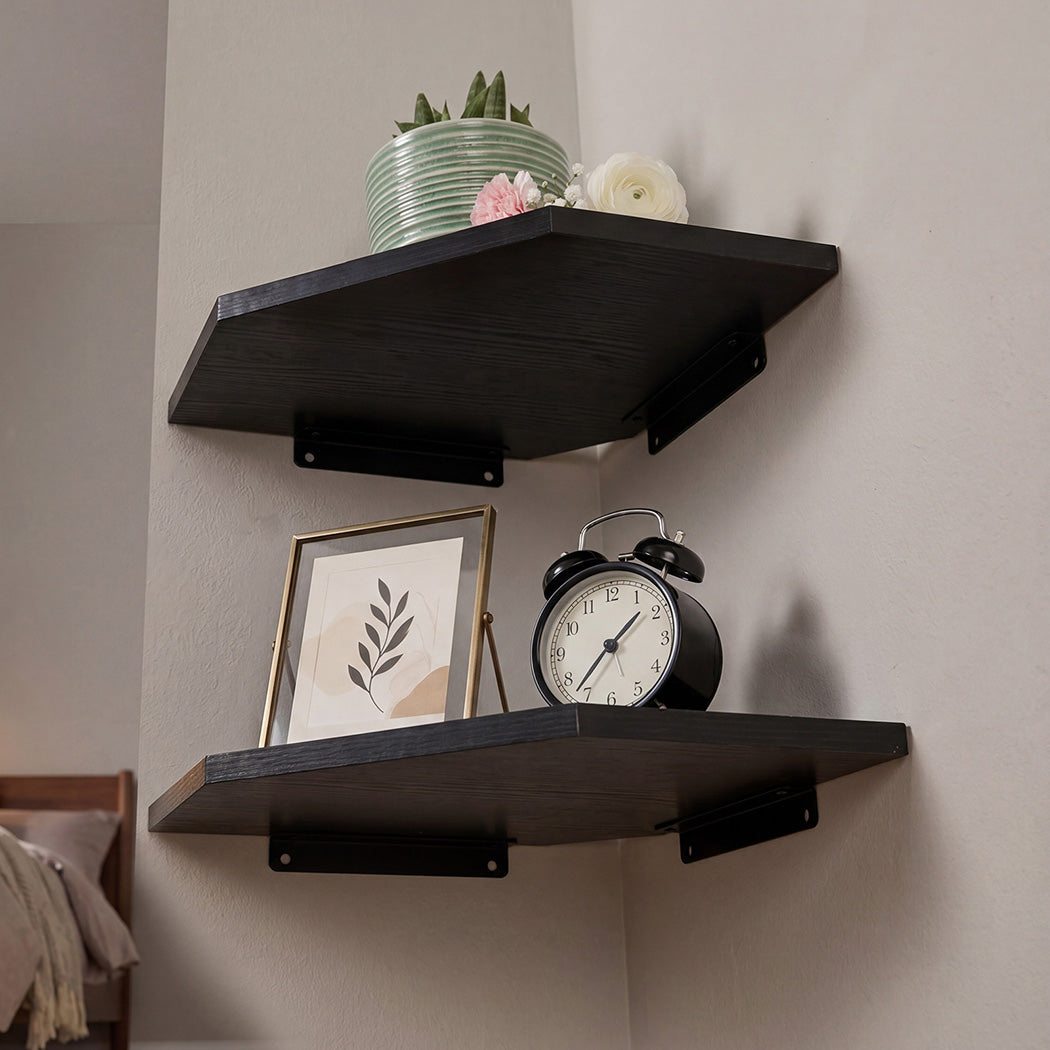 Levede Corner Shelves 2 Pcs Wall Mounted Storage Display Rack Adjustable Bedroom-2061251868872544263