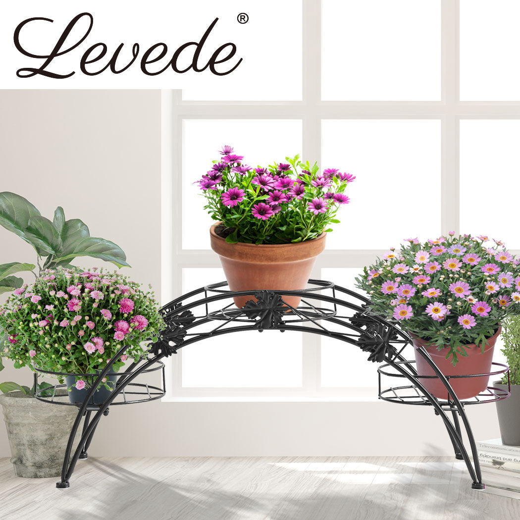 2X Plant Stand Outdoor Indoor Metal Black-1894516823869755399
