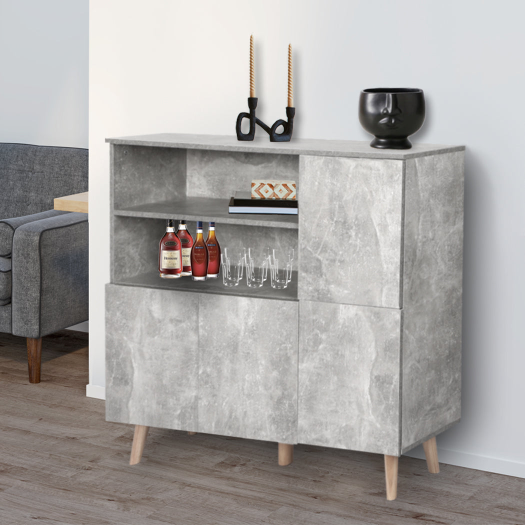 Levede Buffet Sideboard Storage Cabinet Grey-1864183278211305479