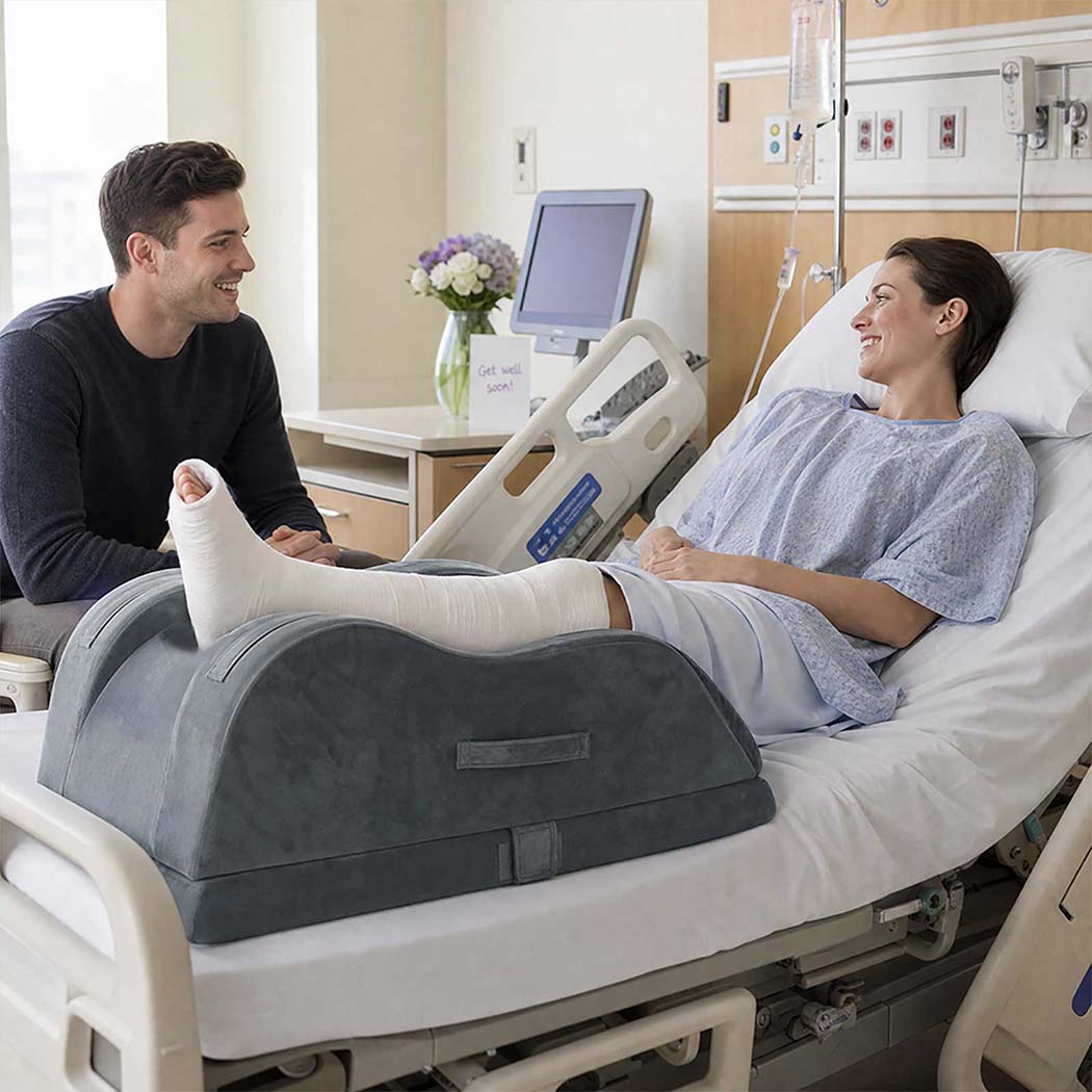 DreamZ Leg Elevation Pillow After Surgery Gel Memory Foam Single Leg Grey-2109799598153994248