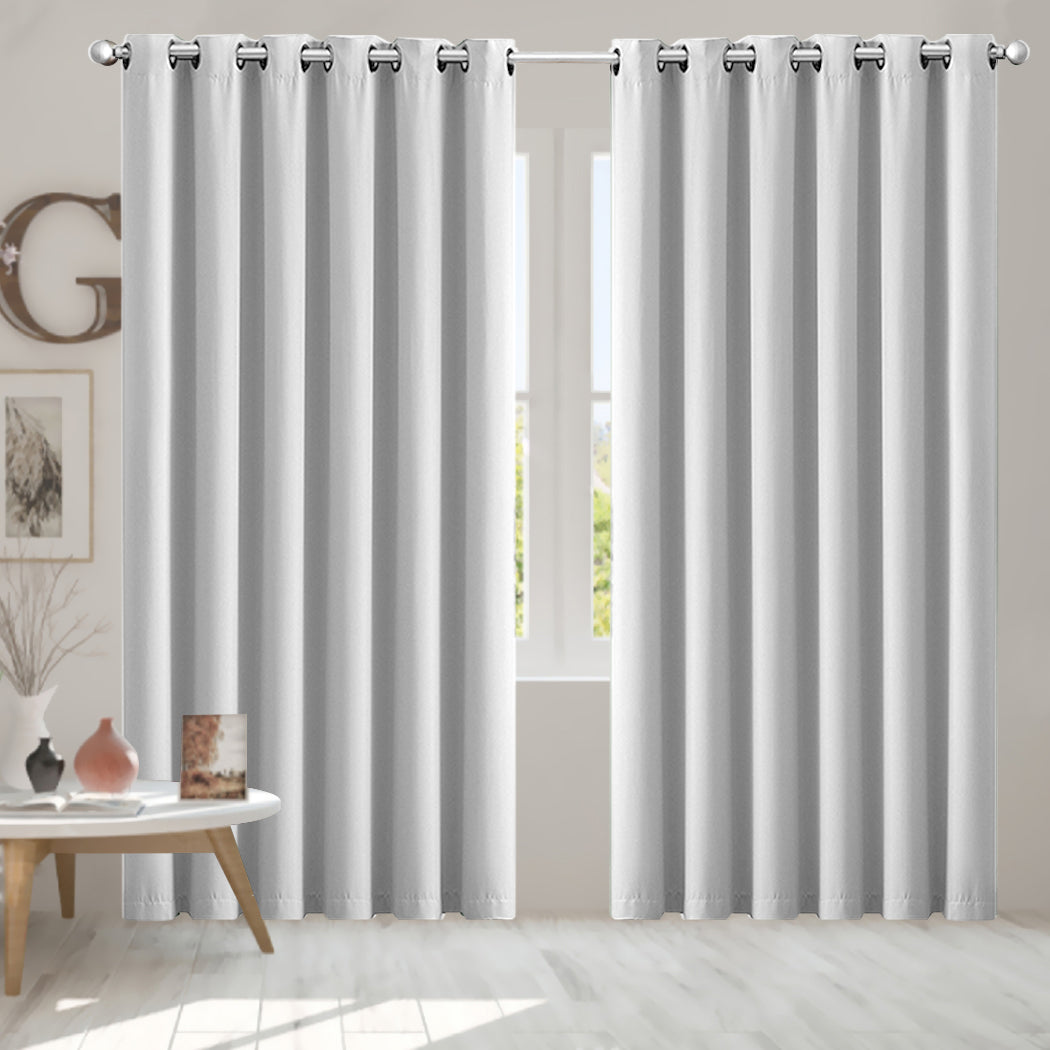2x Blockout Curtains Panels 3 Layers Grey-2065254605499011078