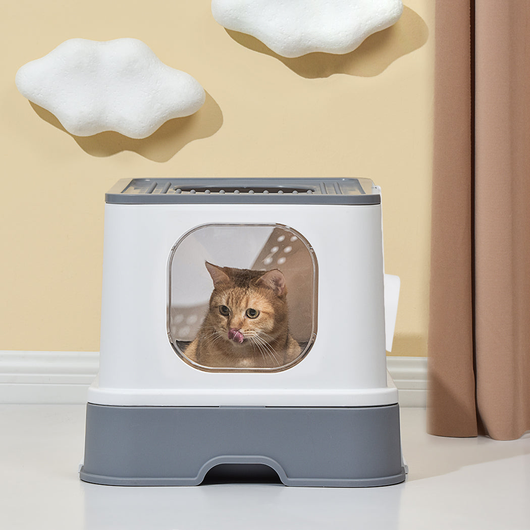 PaWz Cat Litter Box Fully Enclosed Kitty Grey-2018816755983585287