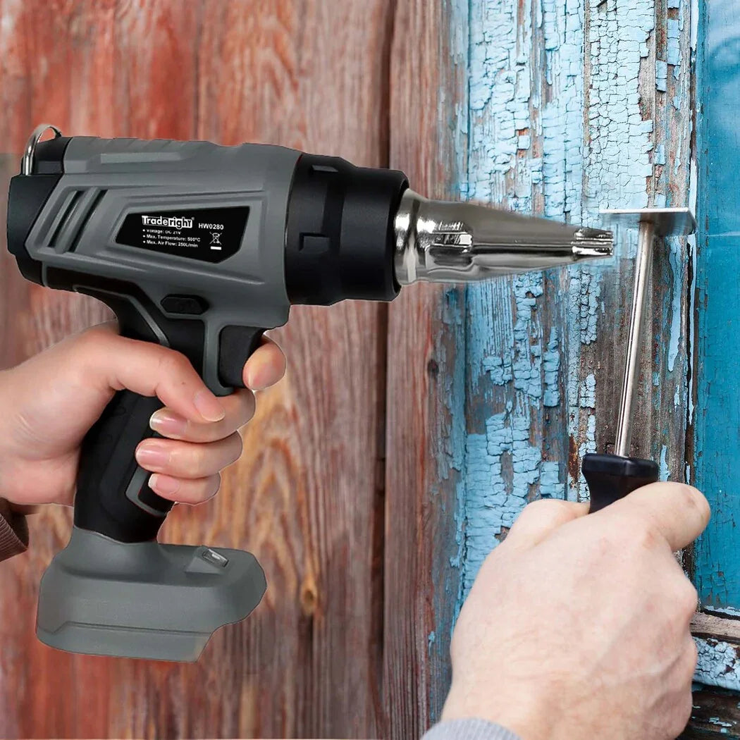 Traderight 21V Heat Gun Kit 500°C Cordless 5 Nozzles-2006733387984932871