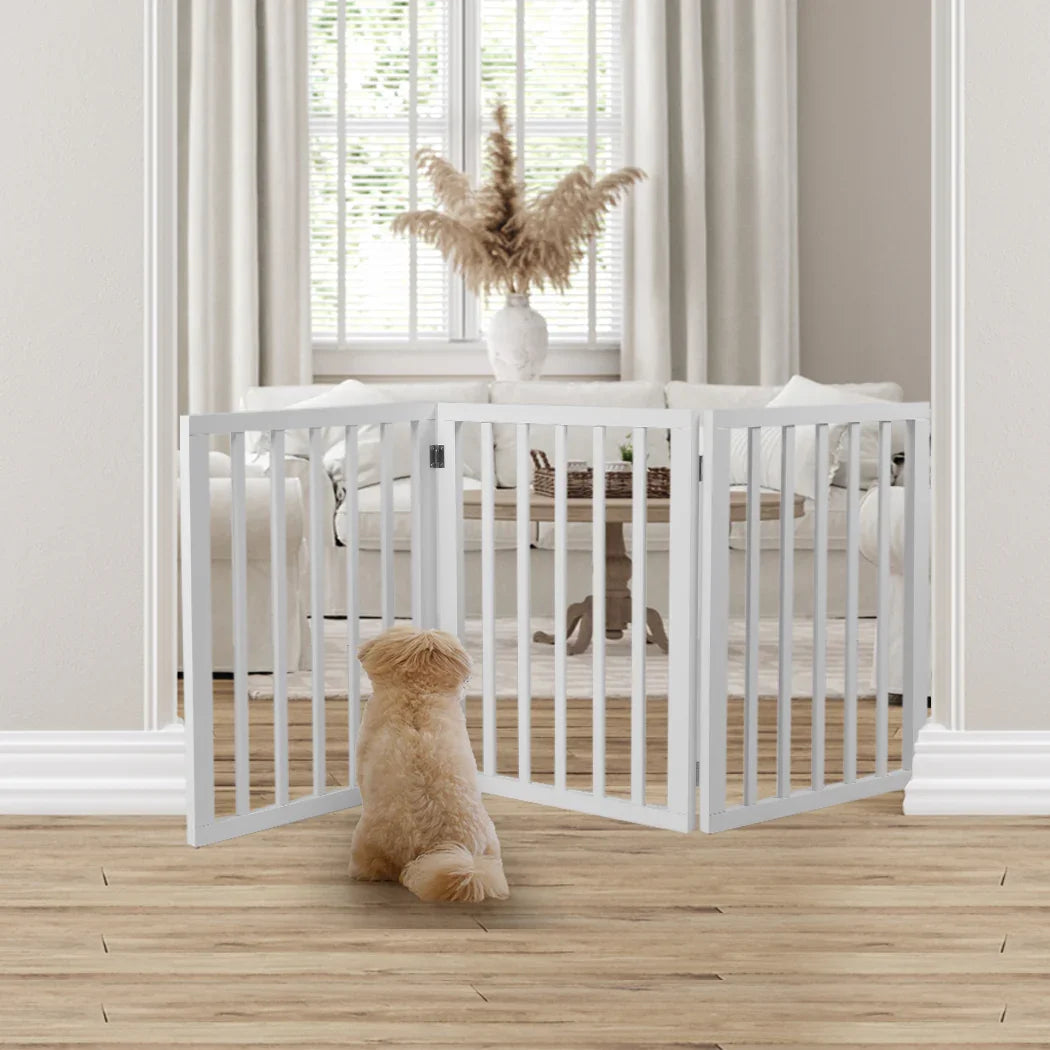 Wooden Pet Gate Dog Fence Retractable White 2000x 3MM-2018816780570595335