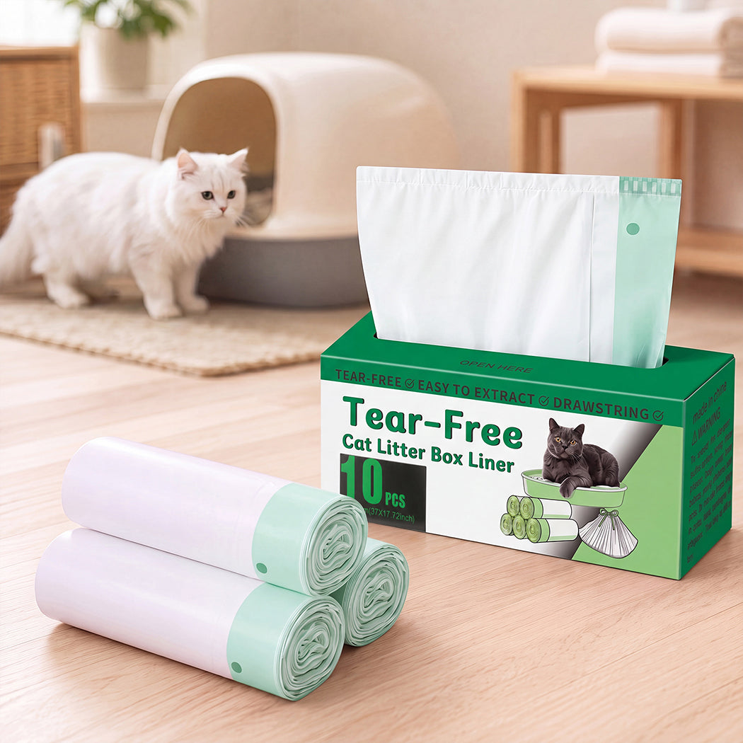 Pawz Cat Litter Bags 30 Pcs 94 x 45cm Drawstring 10kg HDPE White Green-2100034990661308423