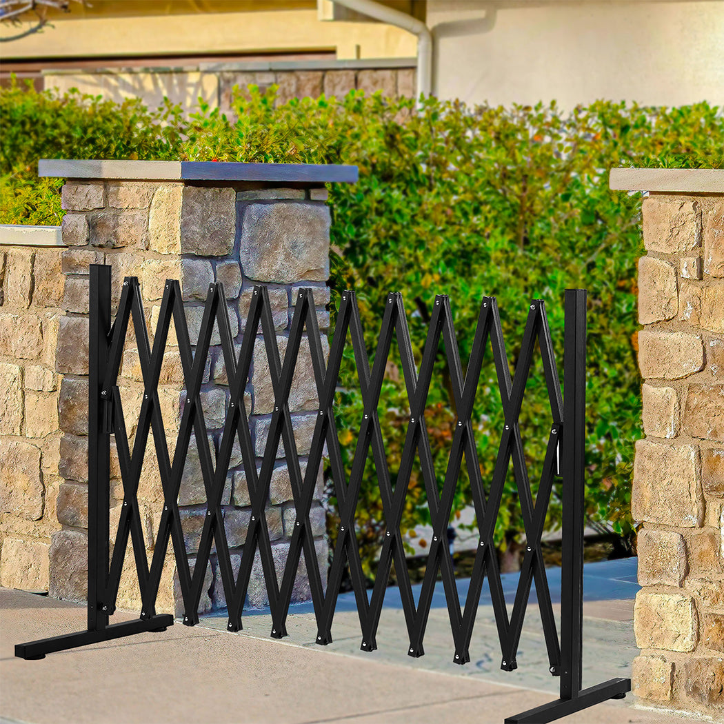 Garden Security Fence Gate Expandable Black-2018816904248037383