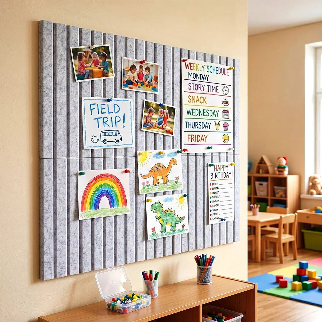 Levede Cork Boards Alternative Photo Display Board 6 Pcs 30cmx30cm Coustic Grey-2050059006482976775
