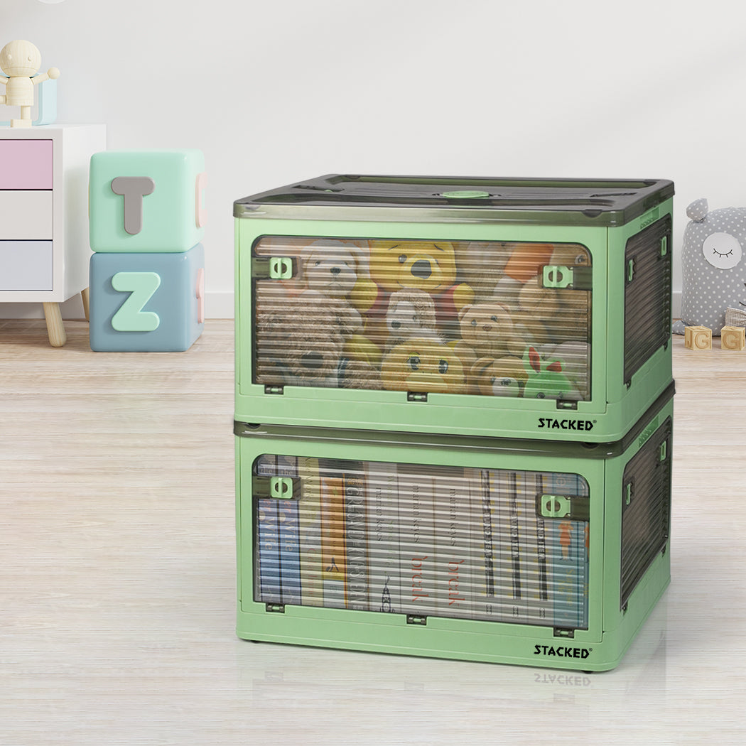 Storage Containers Stackable Lid Clothes S Green Small-1942352813262770183