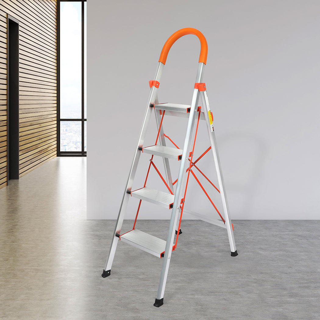 Traderight 4 Step Ladder Folding Aluminium-1864184279769157639