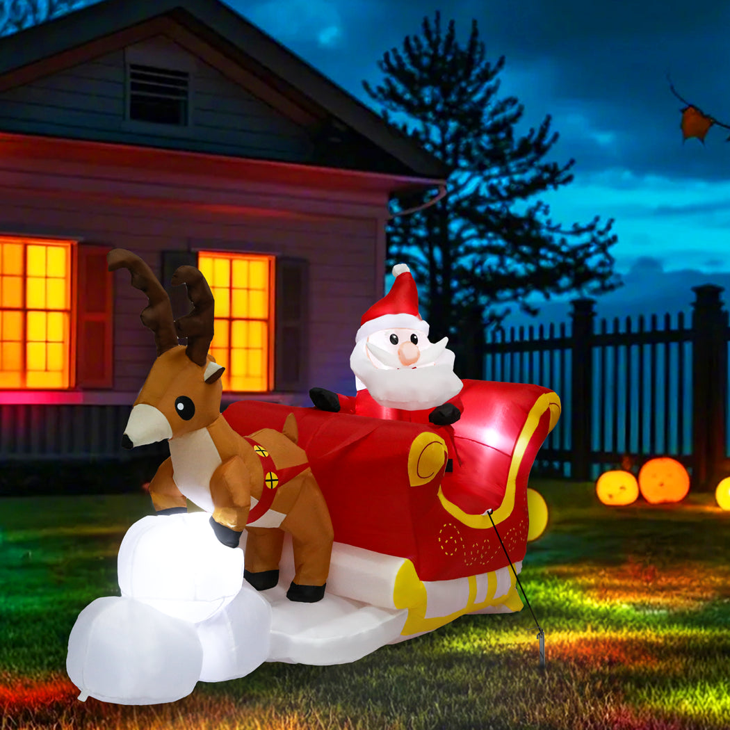 Santaco Christmas Inflatables Outdoor Santa Claus Reindeer Sleigh Lights Decor-1950769999287291911