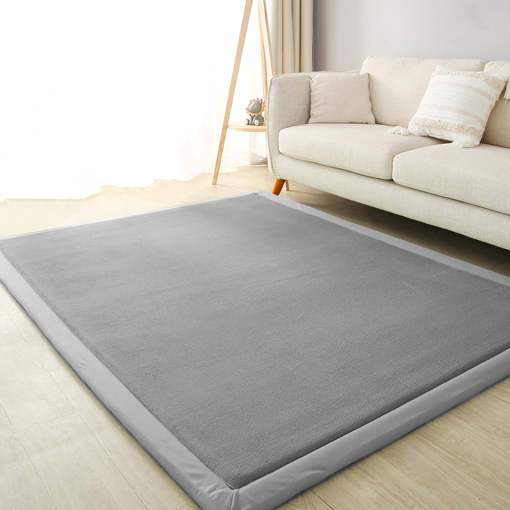 Marlow Coral Velvet Area Rugs Large Mat 120x200cm Grey-1894516802801766407