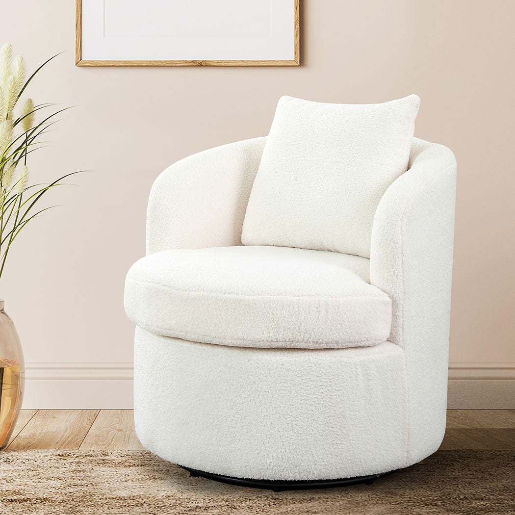 Levede Fleece Swivel Chair-1894516730991087623