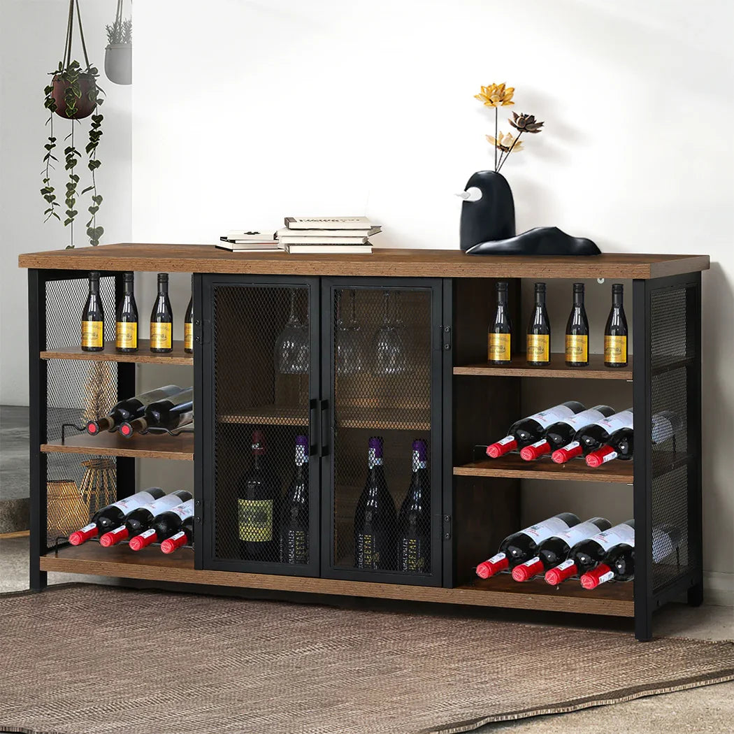 Levede Bar Cabinet Buffet Sideboard Walnut-2018816921222385671