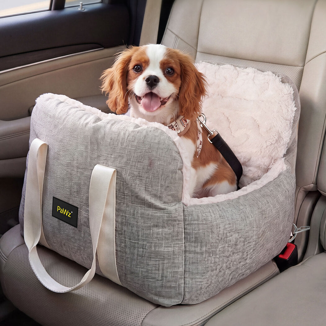 PaWz Dog Car Seat  Booster Car Seat With Safety Tether Linen-Look Beige-2100034988585127943