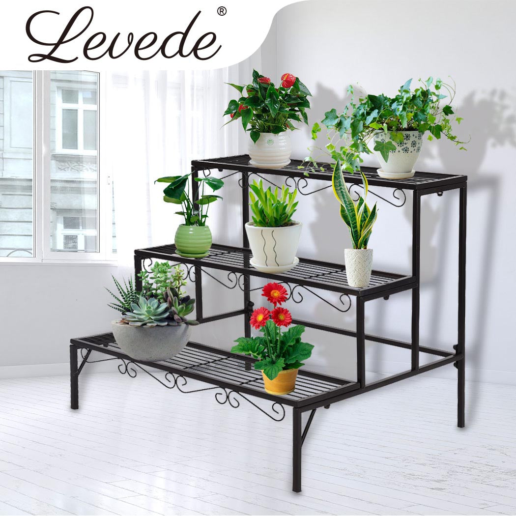 Levede Plant Stand 3 Tier Rectangle-1910112809358856199