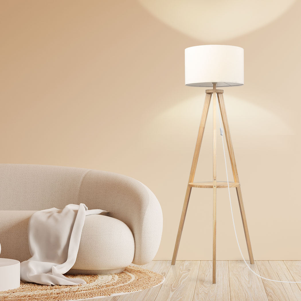 EMITTO Tripod Floor Lamp with Shelf-1864184397029314567
