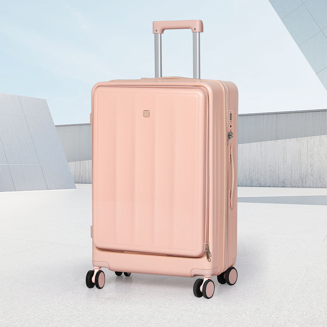 Slimbridge 26" Luggage Trolley Travel Hard Pink-1894516770241384455