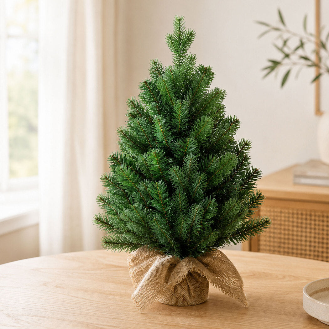 Santaco Christmas Tree 63cm Mini Xmas Tree 75 PVC Branches PVC Burlap Green-2100035037390049287