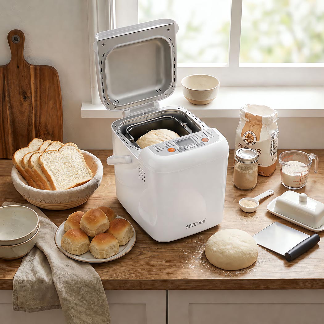 Spector Automatic Bread Machine 19-In-1 500W Quiet Motor 1.2Lb White for Home-2109799588007972872