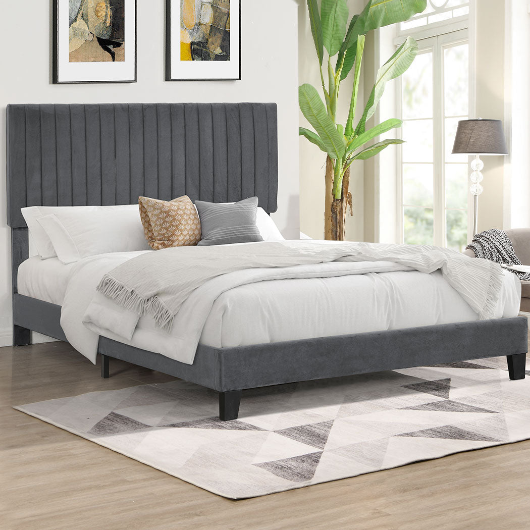Levede Bed Frame Queen Size Mattress Grey-1942353318898700295