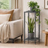 Levede Metal Plant Stand 76cm Tall 2 Tier Indoor Corner Shelf Black Display Rack-2072893560058941448