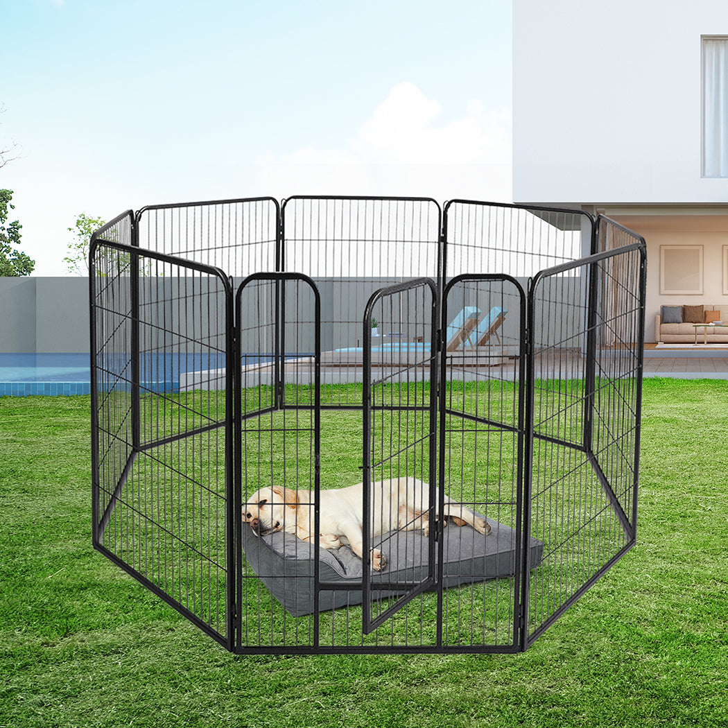 PaWz 8 Panel Pet Dog Playpen Puppy Exercise Black 2.5kg Mackerel & Lamb-1864183335102844935