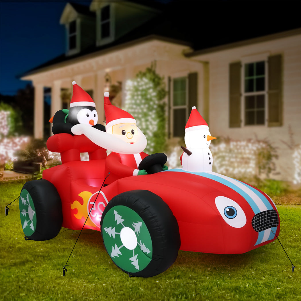 Santaco Christmas Inflatable 2.4M Santa Racing Sleigh-2065254640966045703