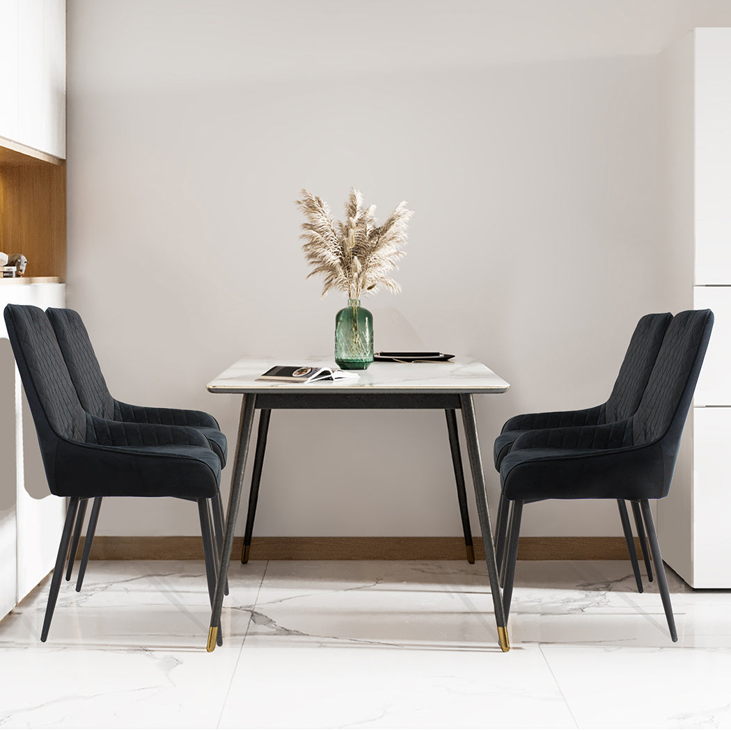 Dining Chairs x 4 Padded Seat Soft Velvet-1950769994606448647