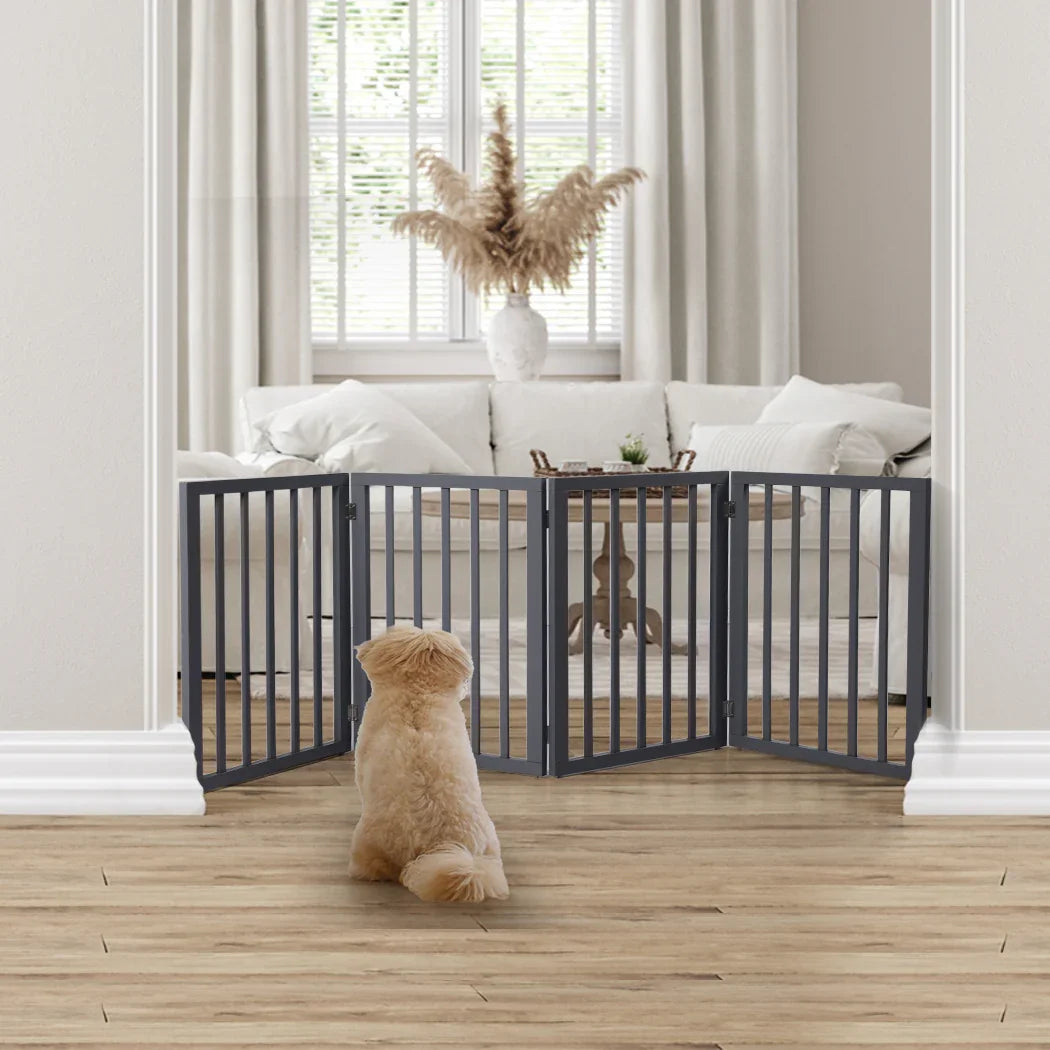 Wooden Pet Gate Dog Fence Retractable Grey 600x 3MM-2029387225392877575