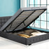 Levede Gas Lift Bed Frame Fabric Base Double Dark Grey-2006733222381228039