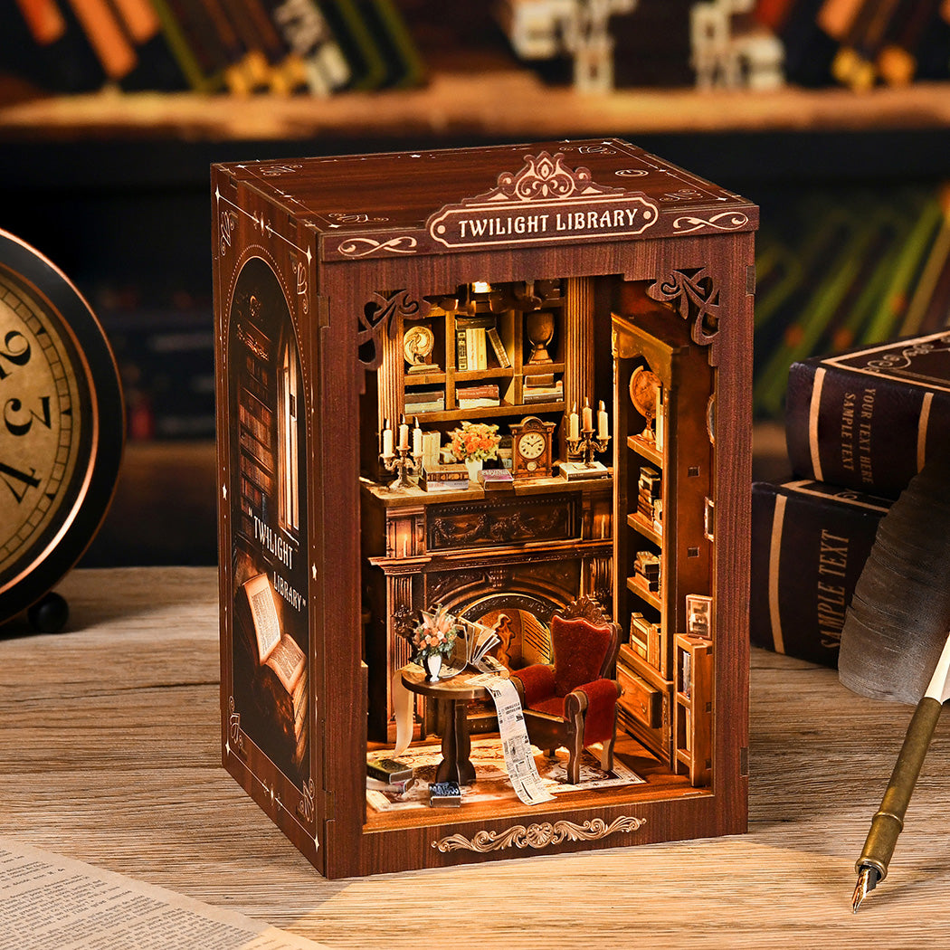 Bo Peep Book Nook Kit For Adults Miniature Bookstore Model with Warm LED Walnut-2100034948684713991