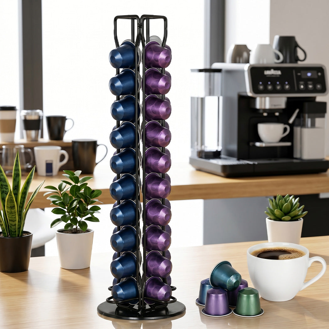 Toque Coffee Pod Holder Stand Rotating Metal Storage Rack Organizer 40 Capsules-2061251870248275975