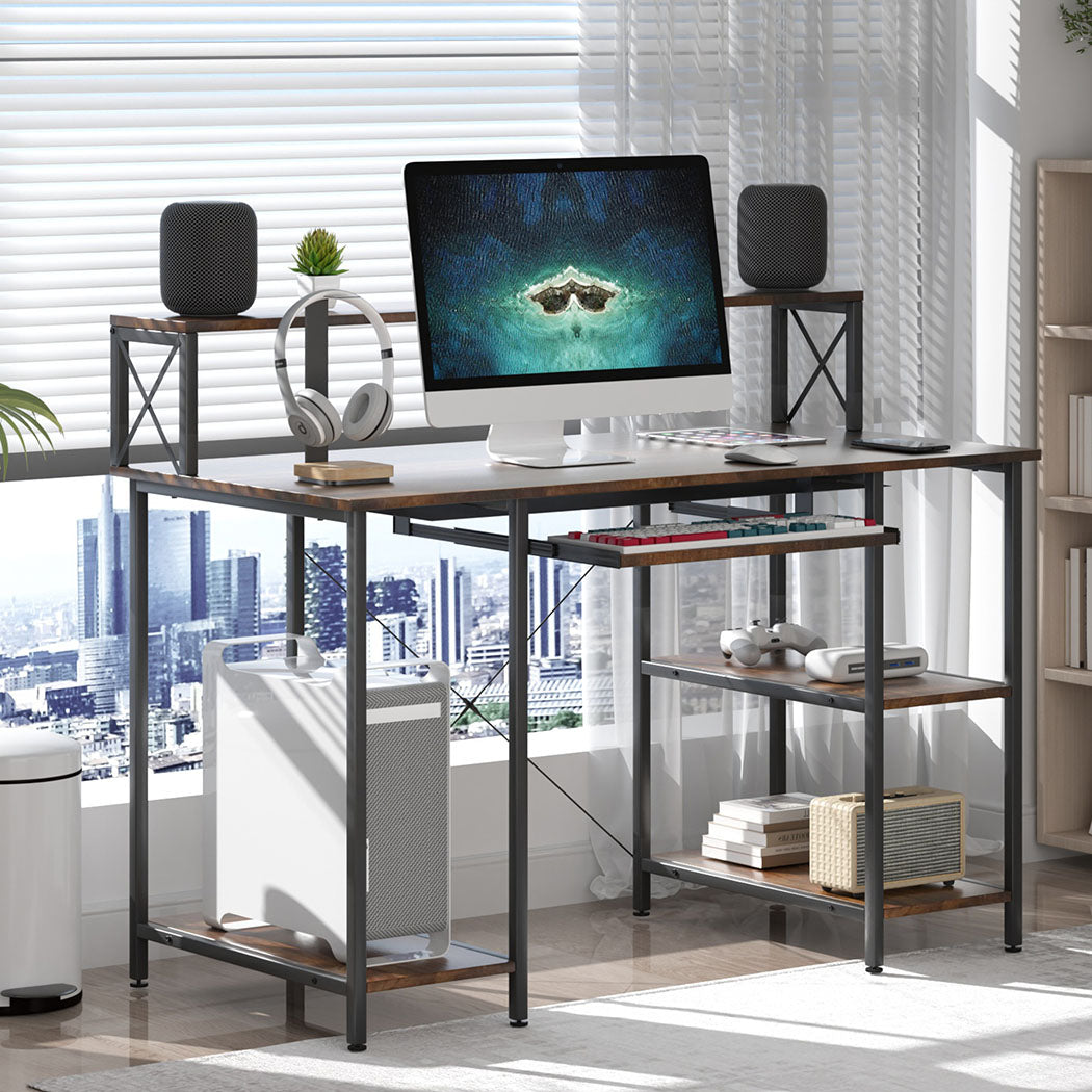 Levede Office Gaming Computer Desk Brown