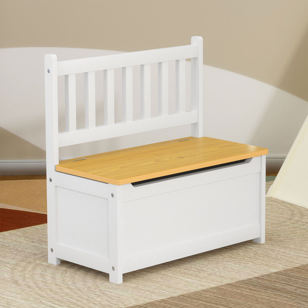 Levede 2-In-1 Kids Toys Storage Bench Box Wooden Chair-1937319824770338823