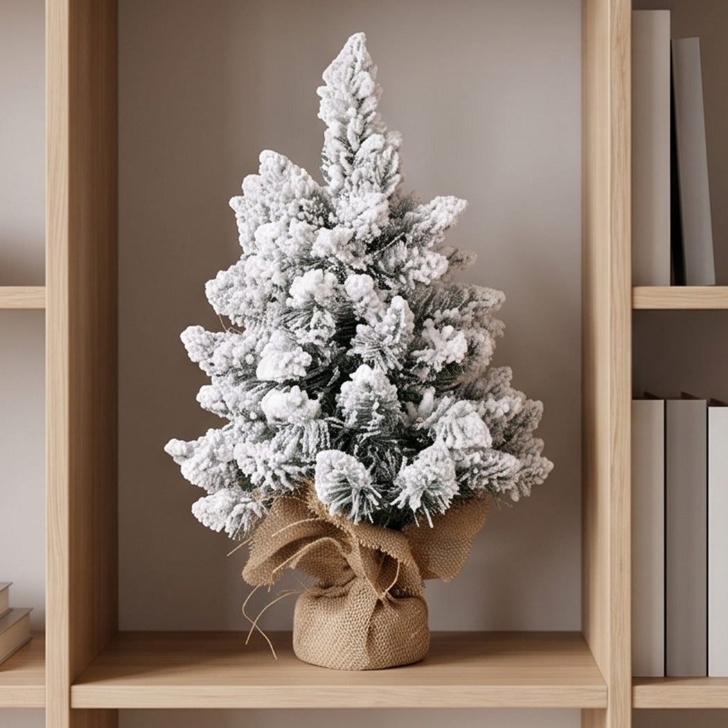 Santaco Christmas Tree 49cm Mini Christmas Tree LED Lights Snow Flocked PVC-2100035037939503111