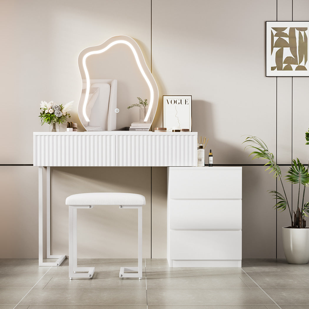 Levede Dressing Table Stool Set with Mirror Led-1894516789329661959