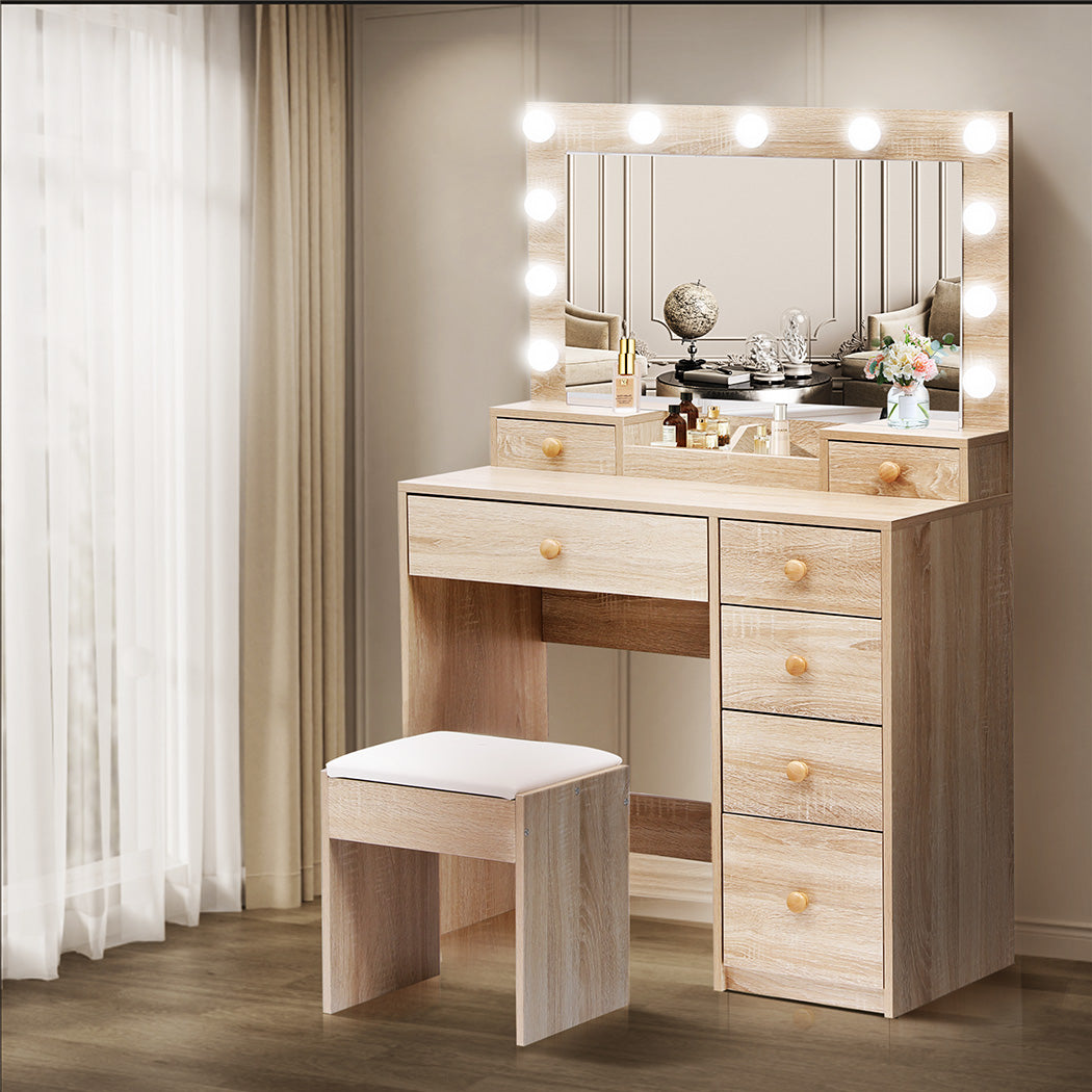 Levede Dressing Table Stool Set Oak-1942353684046417927