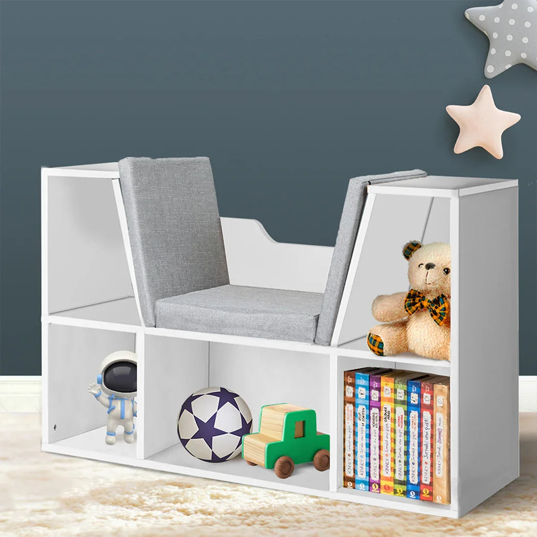Levede Kids Bookcase Toys Box Shelf White-2018816833779535879