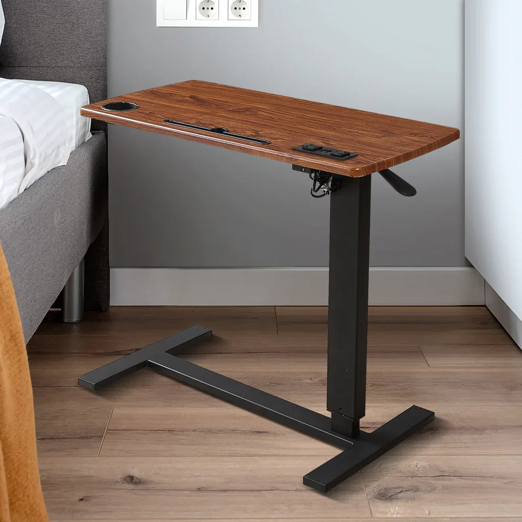 Levede Mobile Standing Desk Foldable Brown Fold-2006733138214129671