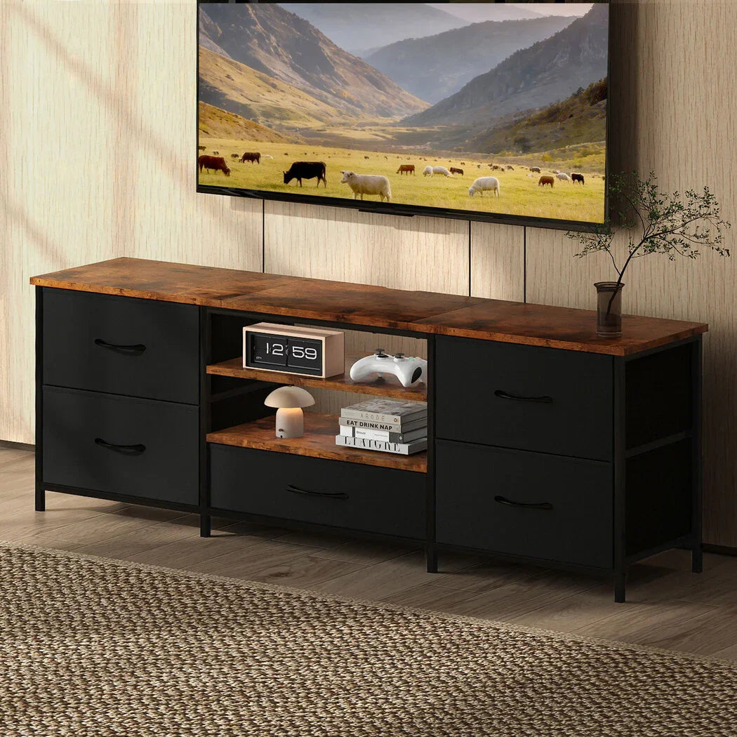 Levede TV Stand Cabinet Entertainment Unit Stand 140cm 5 Drawers Storage Shelves-2050056768209424392