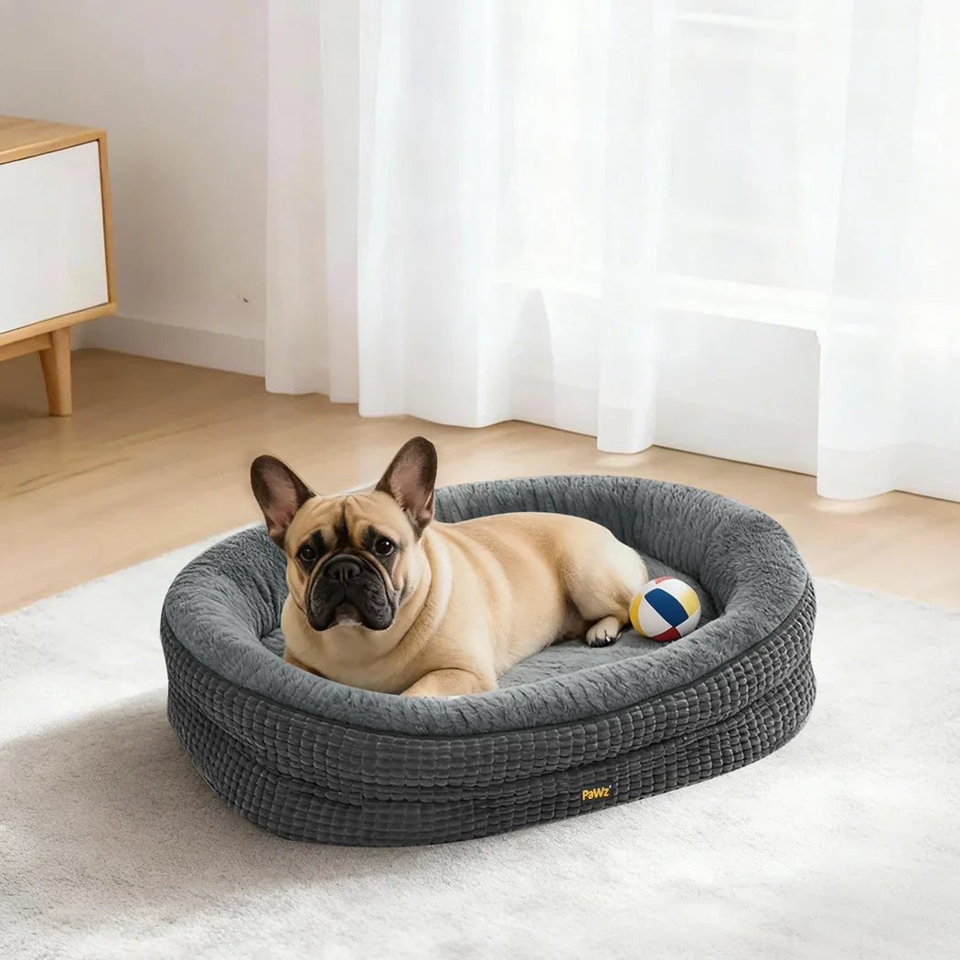 Pawz Orthopedic Plush Dog Bed Soft Washable Pet Bed Grey Cosy Cushion M Size-2050056794356715527