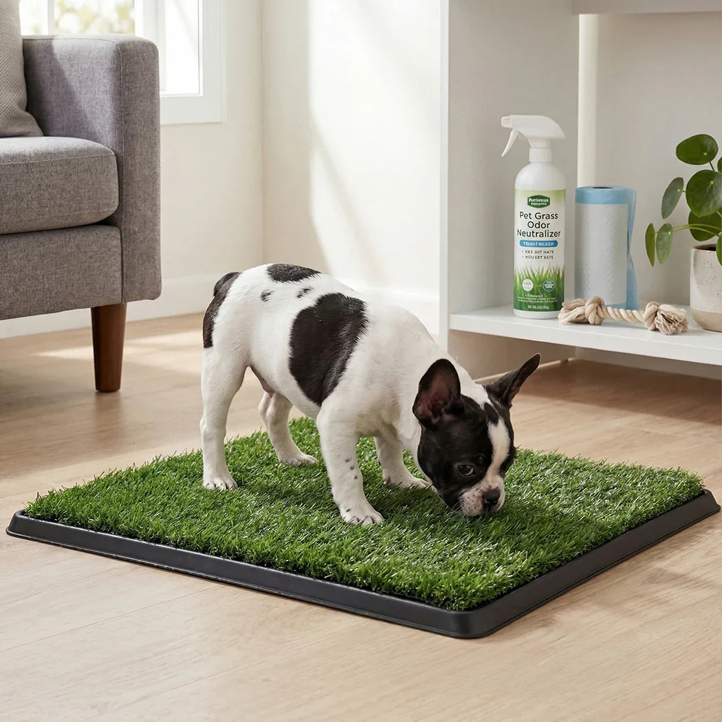 Pawz Dog Potty Tray with Grass Mat Washable Puppy Portable Training Toilet-2050059018050867207